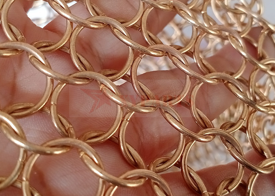 Χρυσό ανοξείδωτο χρώματος 12mm κουρτίνα πλέγματος δαχτυλιδιών στο εσωτερικό και υπαίθρια