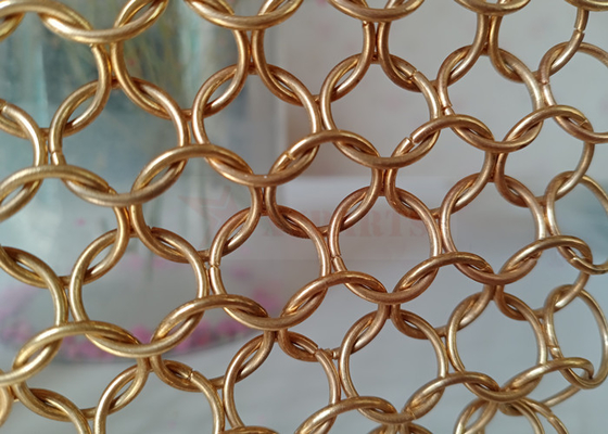 χρυσό χρώμα ανοξείδωτου κουρτινών ταχυδρομείου αλυσίδων πλέγματος μετάλλων συνήθειας 12mm