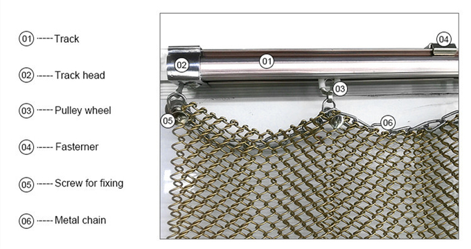 Ανοδική εσωτερική εξωτερική διακόσμηση 4 κουρτινών πλέγματος μετάλλων σπειρών αργιλίου οξείδωσης